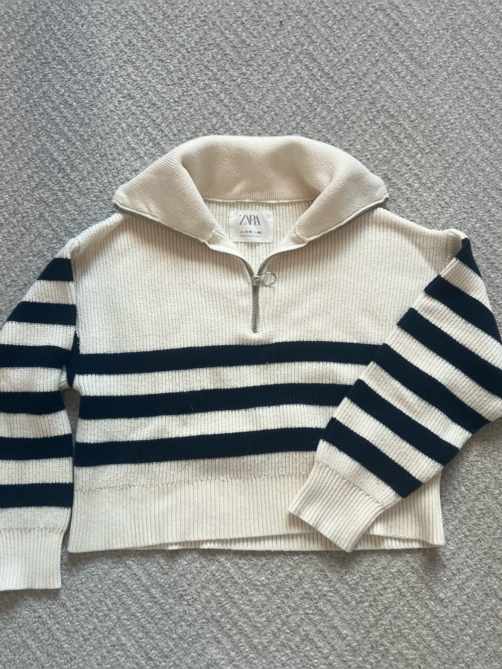 Zara Striped 1/2 Zip Sweater 9/10